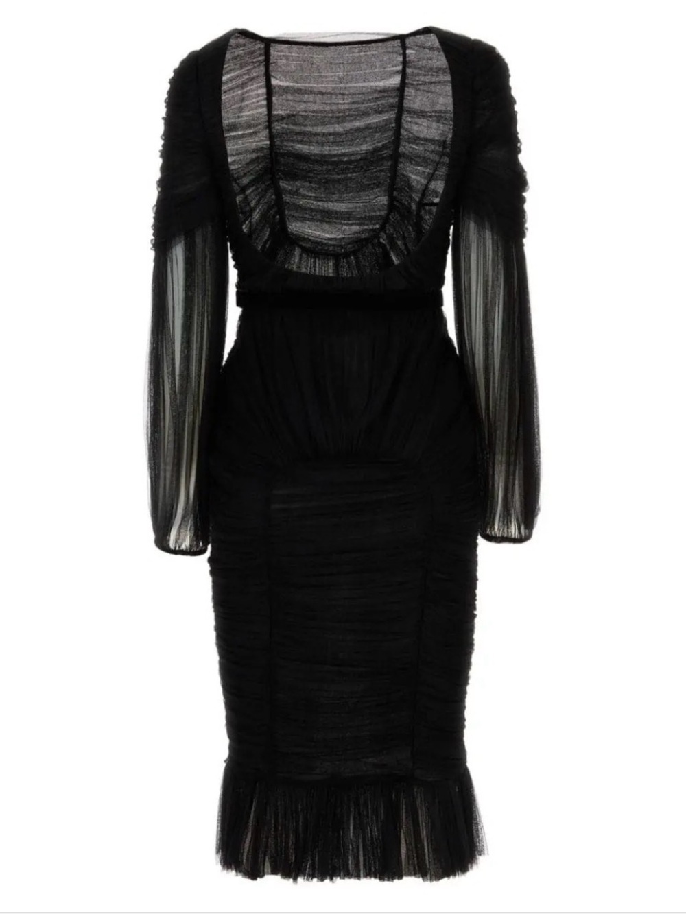 Tom Ford Black Ruched Long-Sleeve Midi Dress - Picture 4 of 16